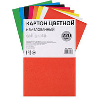 Картон цветной А4 8л 8цв немел одност 220г/м? Calligrata, на скреп