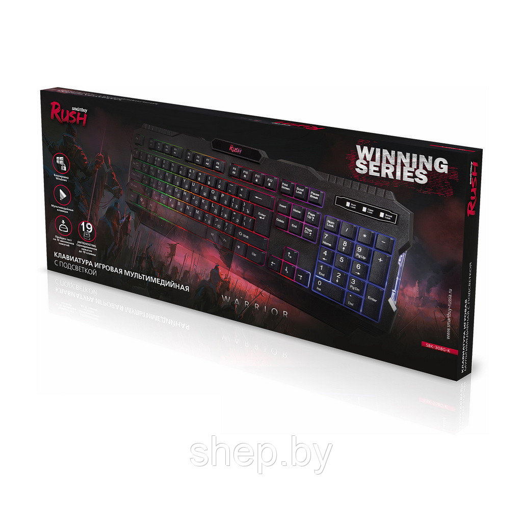 Клавиатура игровая Smartbuy RUSH 308 USB проводная мультимедийная с подсветкой SBK-308G-K - фото 5 - id-p187872596