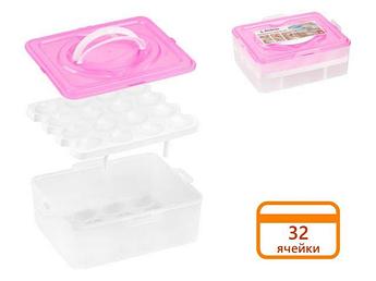Контейнер для хранения яиц, 32 ячейки, розовый, PERFECTO LINEA