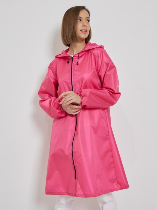 Женский дождевик на молнии с капюшоном розовый плотный яркий непромокаемый плащ для взрослых от дождя - фото 10 - id-p187903315