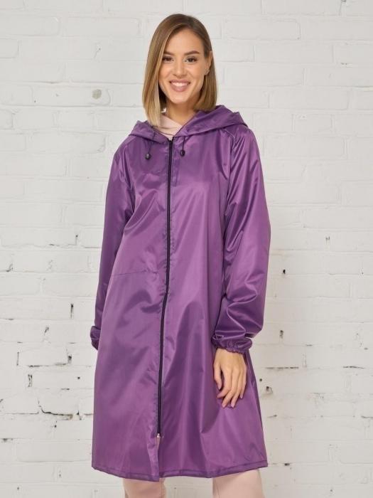 Женский дождевик на молнии с капюшоном фиолетовый плотный яркий непромокаемый плащ для взрослых от дождя - фото 3 - id-p187903319