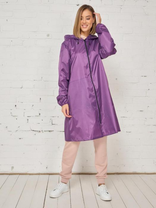 Женский дождевик на молнии с капюшоном фиолетовый плотный яркий непромокаемый плащ для взрослых от дождя - фото 8 - id-p187903319