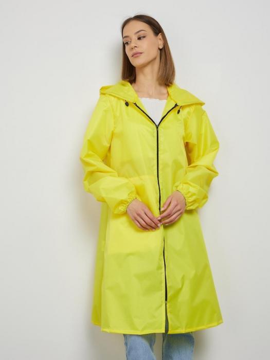 Женский дождевик на молнии с капюшоном желтый плотный яркий непромокаемый плащ для взрослых от дождя - фото 10 - id-p187903321