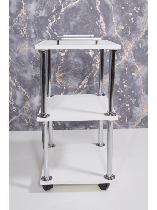 Тележка косметологическая парикмахерская NS88 белая деревянная этажерка столик на колесиках для маникюра - фото 4 - id-p187903327