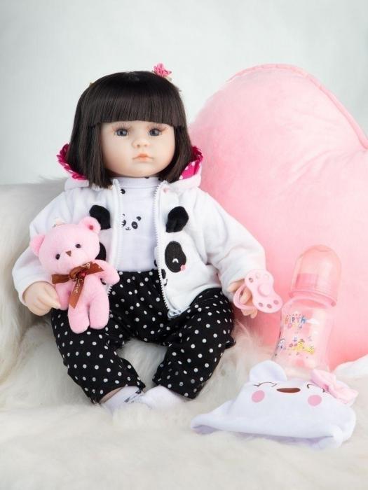Детская кукла реборн девочка силиконовая 42 см младенец в одежде игрушка пупсы мягкие для детей девочек - фото 4 - id-p187903333