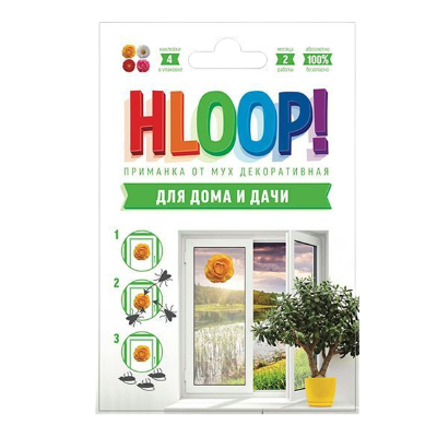 HLOOP! ХЛОП приманка-наклейка от мух декоративная, 4 шт в евроконверте (цветы) - фото 1 - id-p142780556