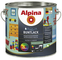 Alpina Aqua Buntlack.Водоразбавляемая колеруемая эмаль для дерева и металла