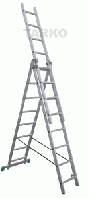 Трехсекционная лестница TARKO профессиональная  размер с вылетом 6540х4520х2830х1000 мм 3 ряда по 10 ступеней