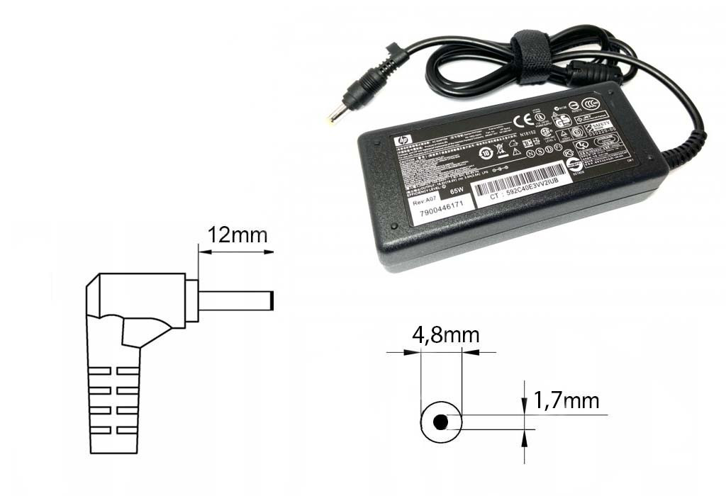 Оригинальная зарядка (блок питания) для ноутбуков HP Mini 1010, 1050, 1080, PPP009X, 65W, штекер 4.8x1.7 мм