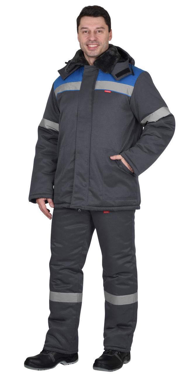 Костюм "СИРИУС-Рост-Арктика" куртка, брюки, т.серый с васильковым и СОП 50 мм