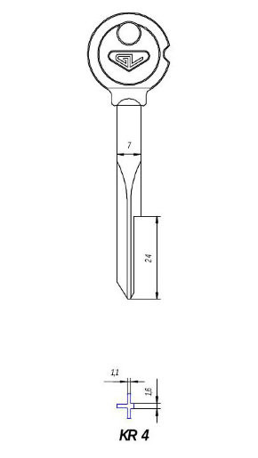Заготовка для ключа KR-4 - фото 2 - id-p23782927