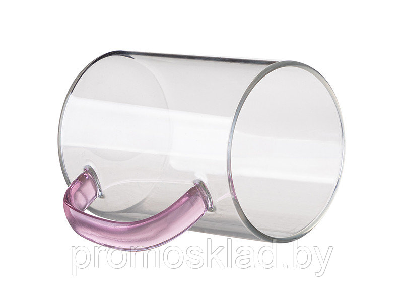 Кружка стеклянная, цветная розовач ручка, 450 мл для сублимации - фото 5 - id-p187926292