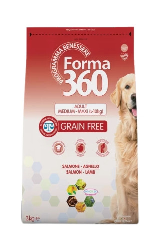 Сухой корм для собак Forma 360 Dog Adult Medium-Maxi Grain Free (лосось, ягненок) 12 кг - фото 1 - id-p187916313