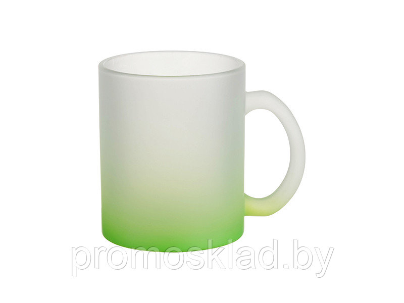 Кружка стеклянная матовая 330 мл градиент зеленый для сублимации - фото 1 - id-p187926749