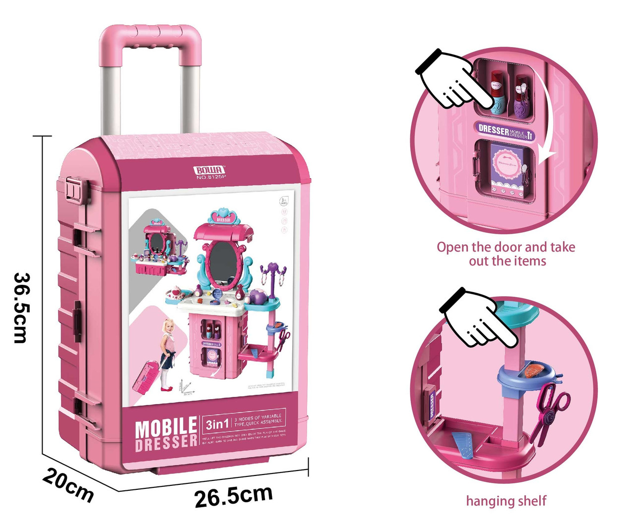 Игровой набор Юной красавицы чемодан-трансформер (59.5х26х73.5), арт. 8125P - фото 2 - id-p187929630