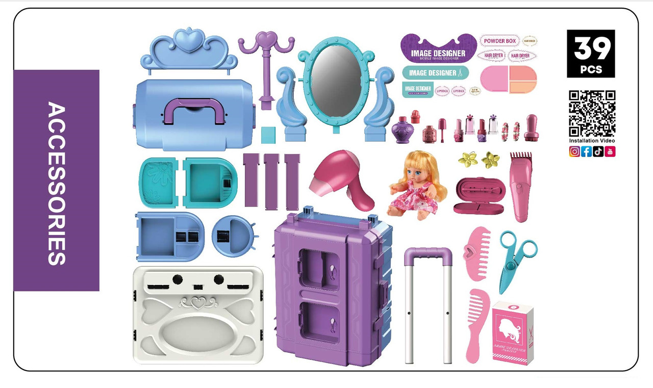 Игровой набор Юная красавица, чемодан-трансформер с куклой (59.5х26х73.5), арт. 8126P - фото 4 - id-p187932827