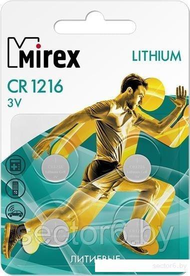 Элементы питания Mirex CR1216 Mirex литиевая блистер 4 шт. 23702-CR1216-E4