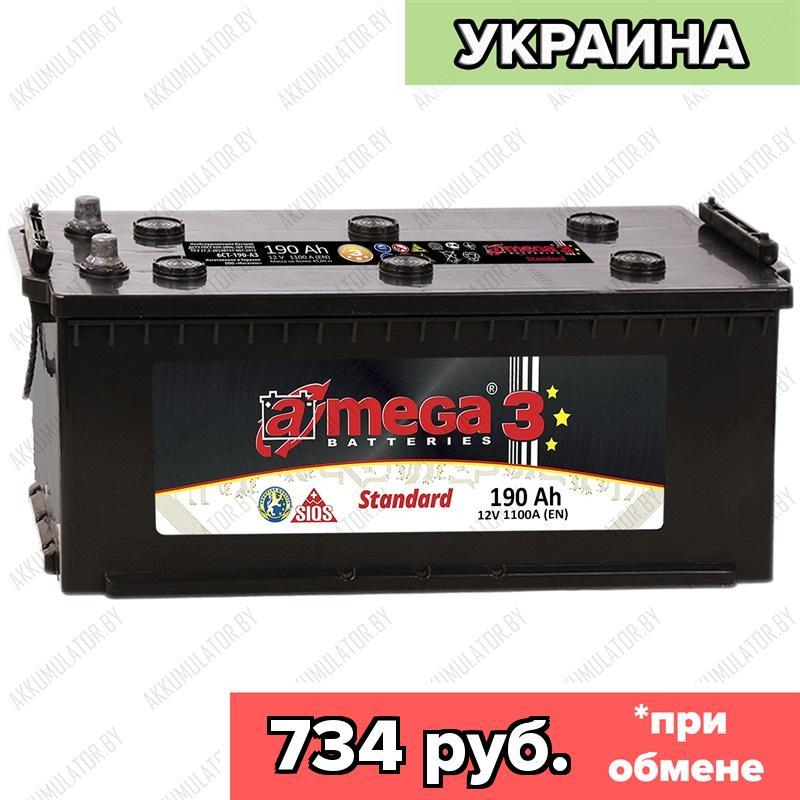 Аккумулятор A-Mega Standard / 190Ah / 1 100А / Обратная полярность / 480 x 223 x 223