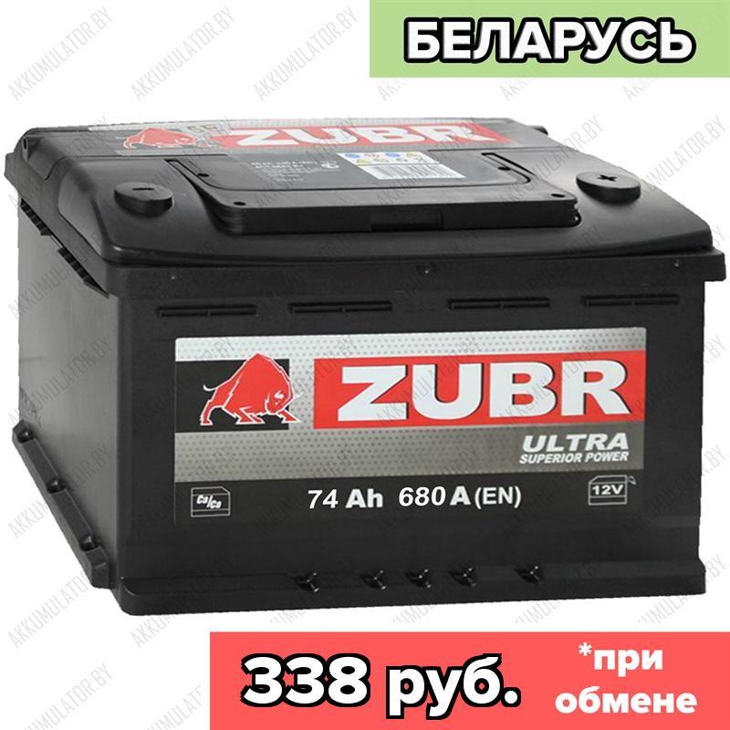 Аккумулятор Зубр Ultra 74Ah / 680А / Обратная полярность / 278 x 175 x 190