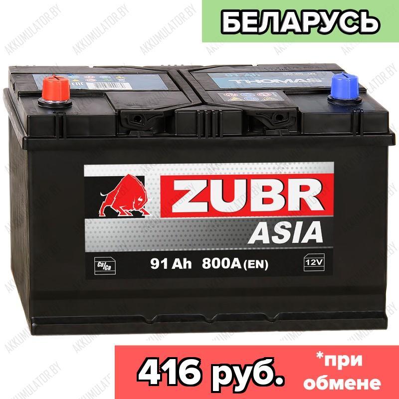Аккумулятор Зубр Asia 91Ah / 800А / Прямая полярность / 306 x 173 x 200 (220)