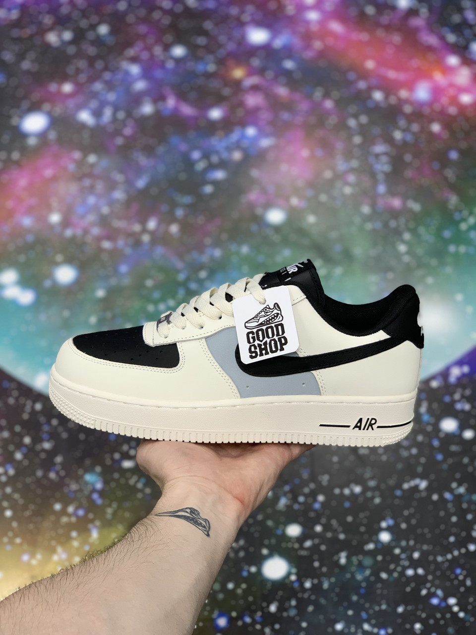 Кроссовки Nike Air Force 1 Low Beige Black Grey - фото 1 - id-p187997147