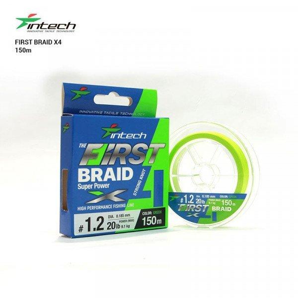 INTECH FIRST BRAID X4 GREEN #0,6/0.128 mm - фото 1 - id-p187997176