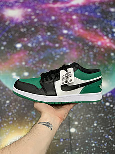 Кроссовки Air Jordan 1 Black White Green Low