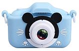 Детский цифровой  фотоаппарат Микки Маус голубой цвет + селфи камера + встроенная память, фото 2