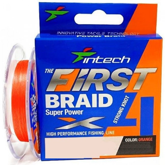 INTECH FIRST BRAID X4 ORANGE #0.4/0.104mm 8 lb - фото 1 - id-p188009580