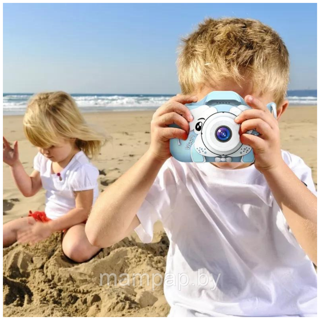 Детский фотоаппарат с селфи камерой Собачка / Fun Camera / Голубой - фото 2 - id-p188009685