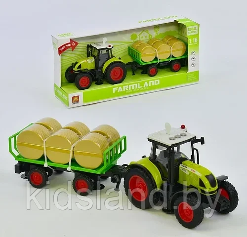 Трактор с прицепом и тюками с соломой, WY900E