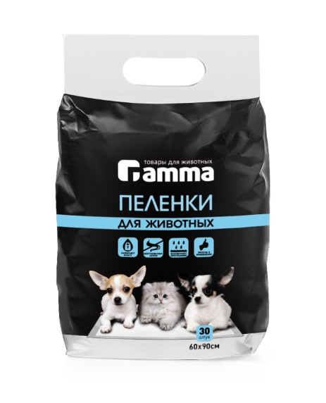 Пеленки для животных Gamma 60х90 см (30 шт) - фото 1 - id-p187916384