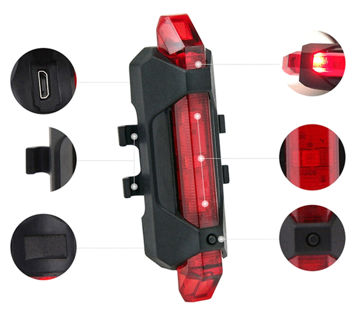 Задний диодный фонарь для велосипеда SIPL 5 LED USB - фото 4 - id-p188015613