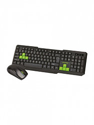 Беспроводной комплект клавиатура + мышь Smartbuy 230346AG-KN цвет: черно-зеленый