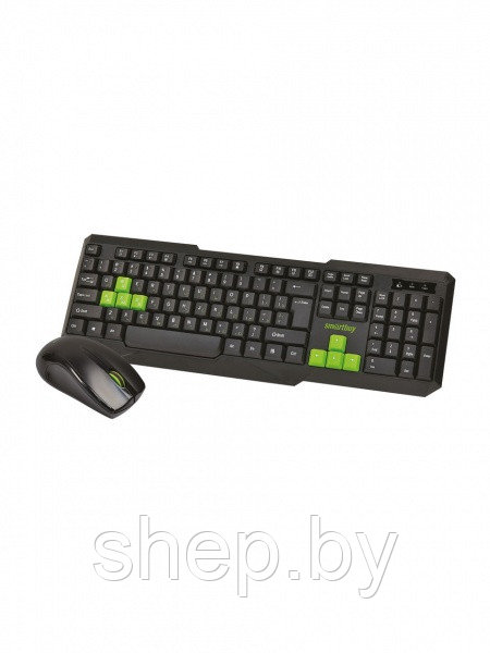 Беспроводной комплект клавиатура + мышь Smartbuy 230346AG-KN цвет: черно-зеленый - фото 1 - id-p188017442