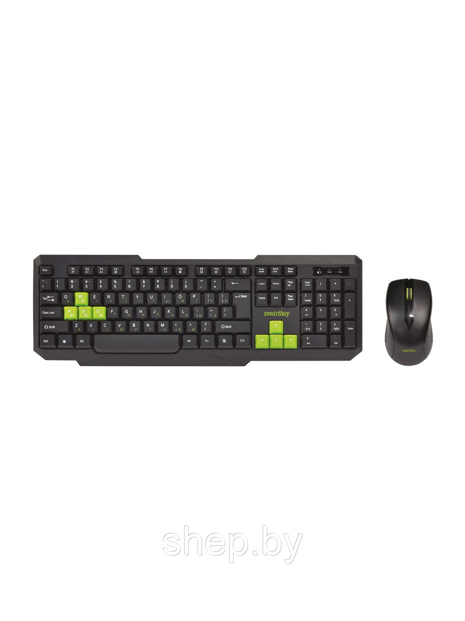 Беспроводной комплект клавиатура + мышь Smartbuy 230346AG-KN цвет: черно-зеленый - фото 2 - id-p188017442
