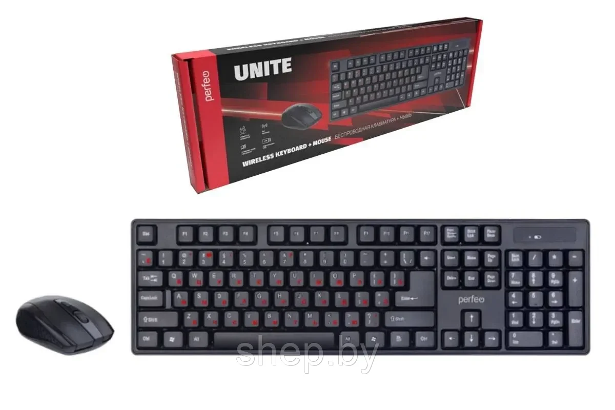 Беспроводной комплект клавиатура + мышь Perfeo UNITE PF_A4786 цвет: черный