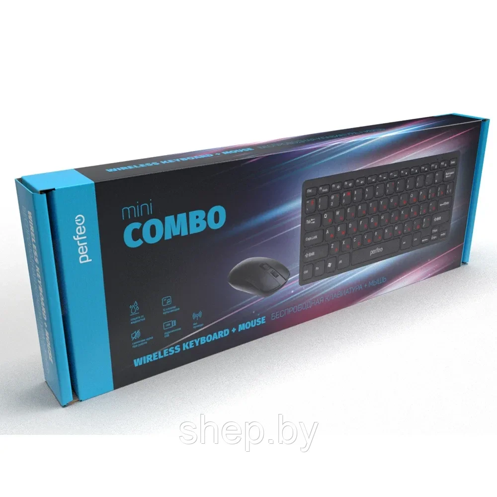 Беспроводной комплект клавиатура + мышь Perfeo mini COMBO PF_B4898 цвет: черный - фото 4 - id-p188018845