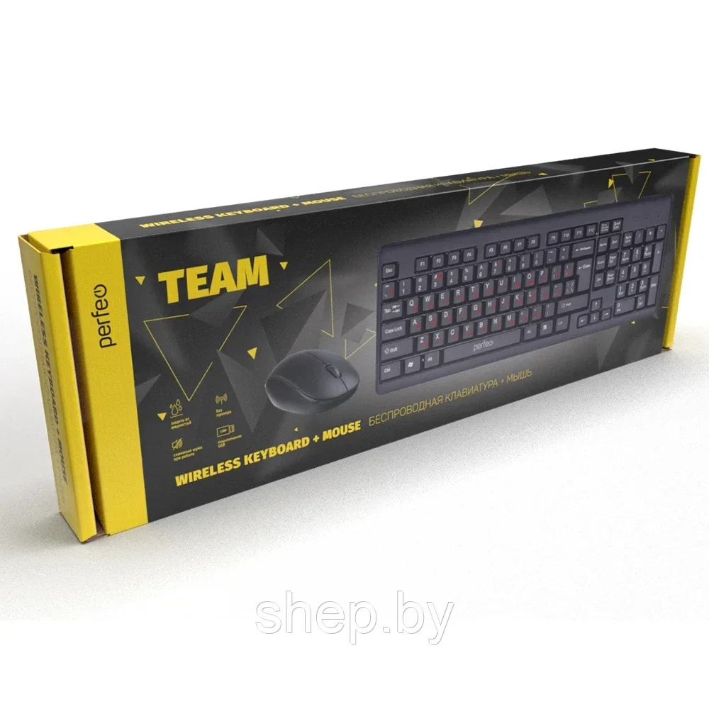 Беспроводной комплект клавиатура + мышь Perfeo TEAM PF_A4785 цвет: черный - фото 4 - id-p188019298