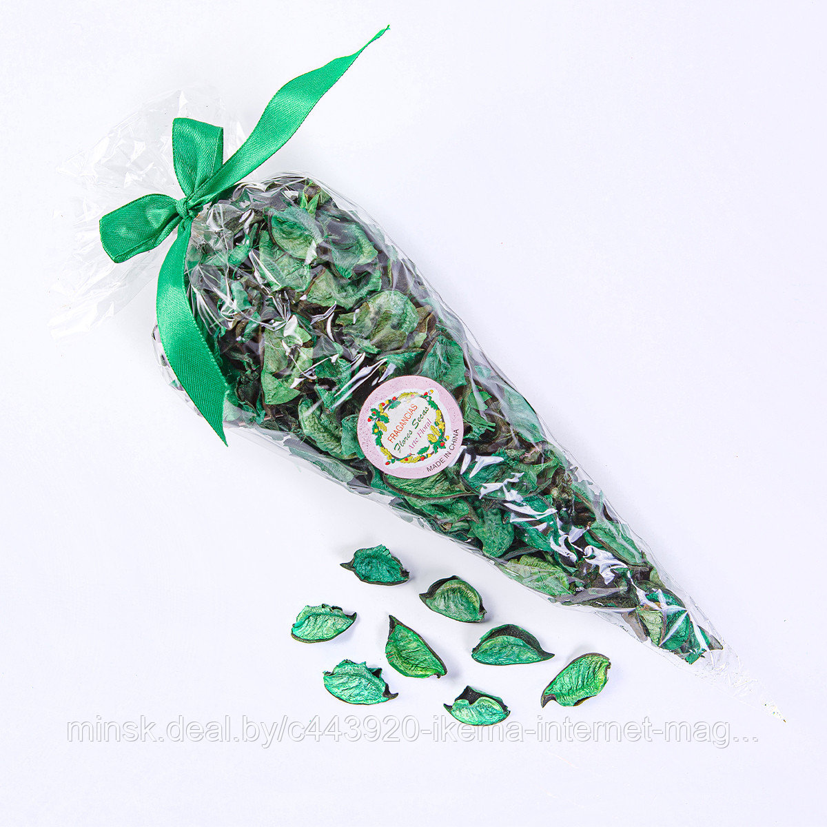 Декоративное украшение из сухоцветов "Лепестки" 35 см., цв. Зеленый (921-LL) - фото 1 - id-p188037591