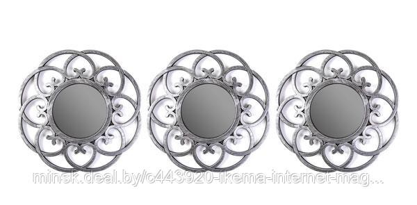 Зеркало настенное (24 см. рама - 10,5 см. зеркало ) цв. Серебро (набор 3 шт.) 080-3