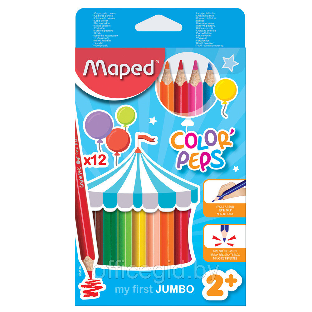 Цветные карандаши "Сolor Peps Jumbo", 12 цветов - фото 1 - id-p180057618