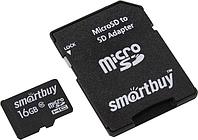 Карта памяти SmartBuy SB16GBSDCL10-01LE microSDHC 16Gb Class10 + microSD-->SD Adapter SMARTBUY