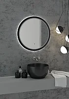 Зеркало с подсветкой Континент Planet Black LED D60 ореольная холодная подсветка и бесконтактный сенсор