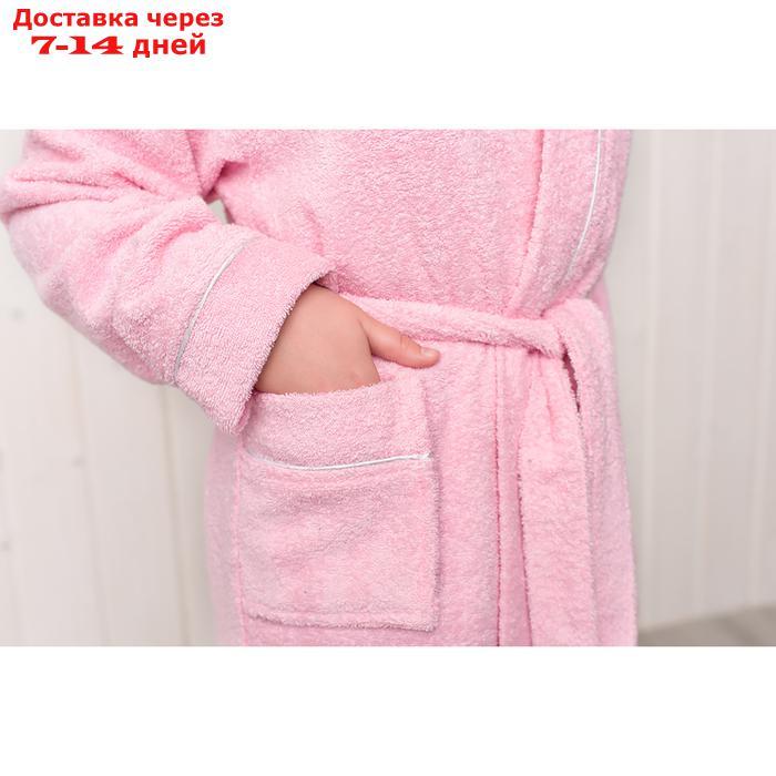 Халат для девочки с капюшоном, рост 152 см, розовый, махра - фото 3 - id-p187972682