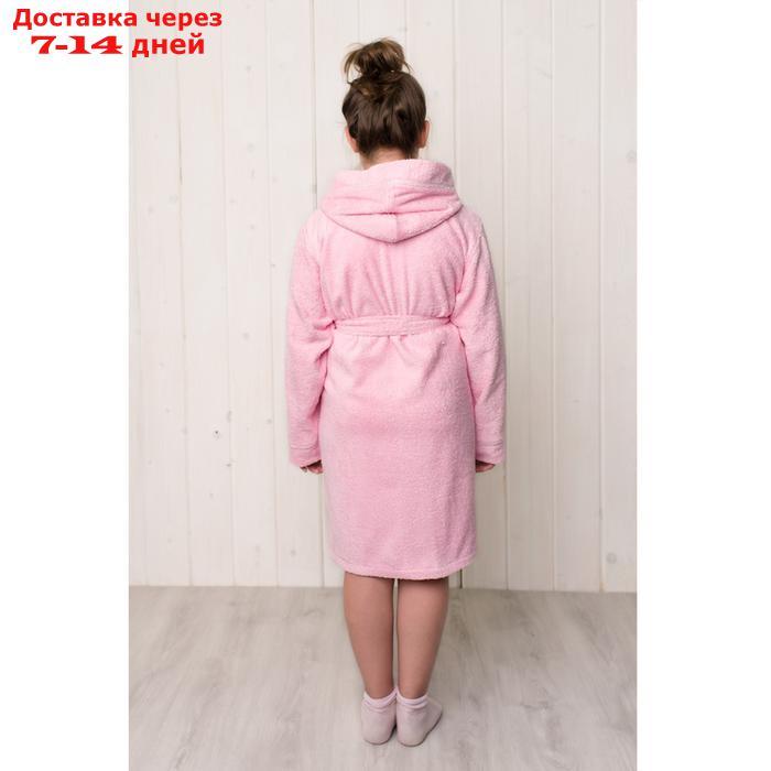 Халат для девочки с капюшоном, рост 134 см, розовый, махра - фото 2 - id-p187972716