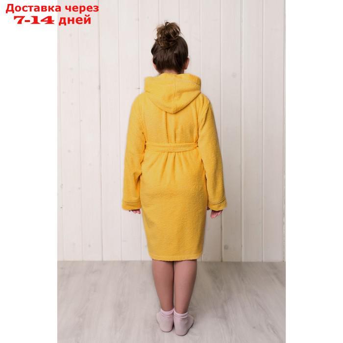 Халат для девочки с капюшоном, цвет жёлтый, рост 134, махра - фото 2 - id-p187972723