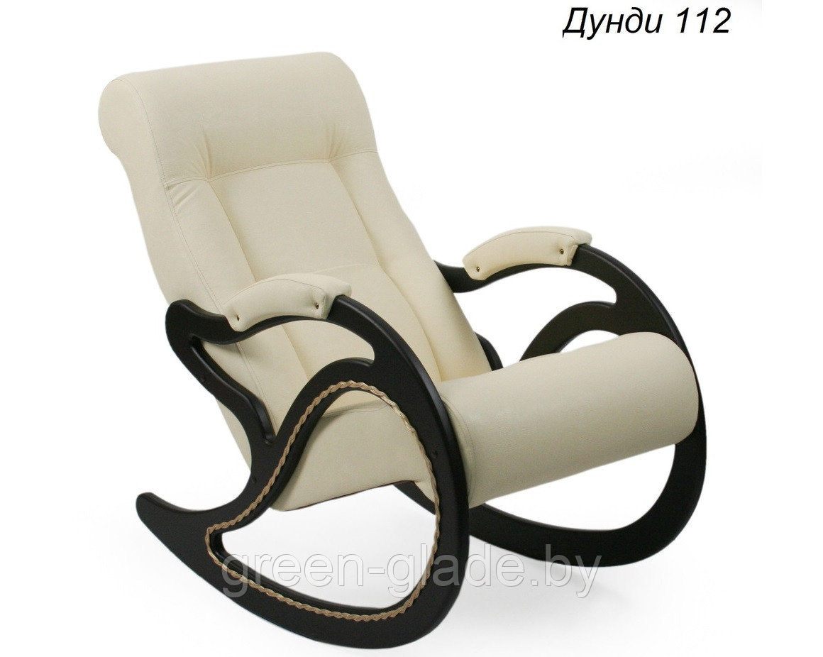 Кресло-качалка модель 7 каркас Венге экокожа Дунди-112 кремовая-матовая - фото 2 - id-p23820066
