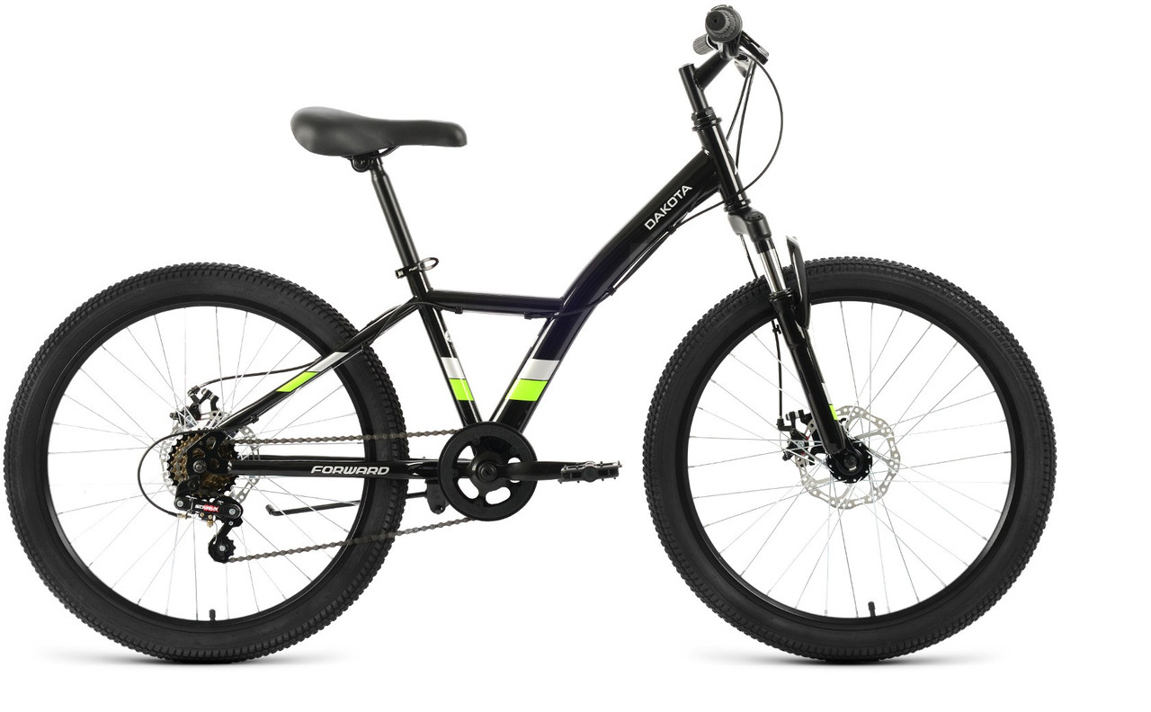 Горный велосипед хардтейл Forward DAKOTA 24 2.0 D (13 quot; рост) черный/зеленый 2022 год (RBK22FW24593) - фото 1 - id-p178952167