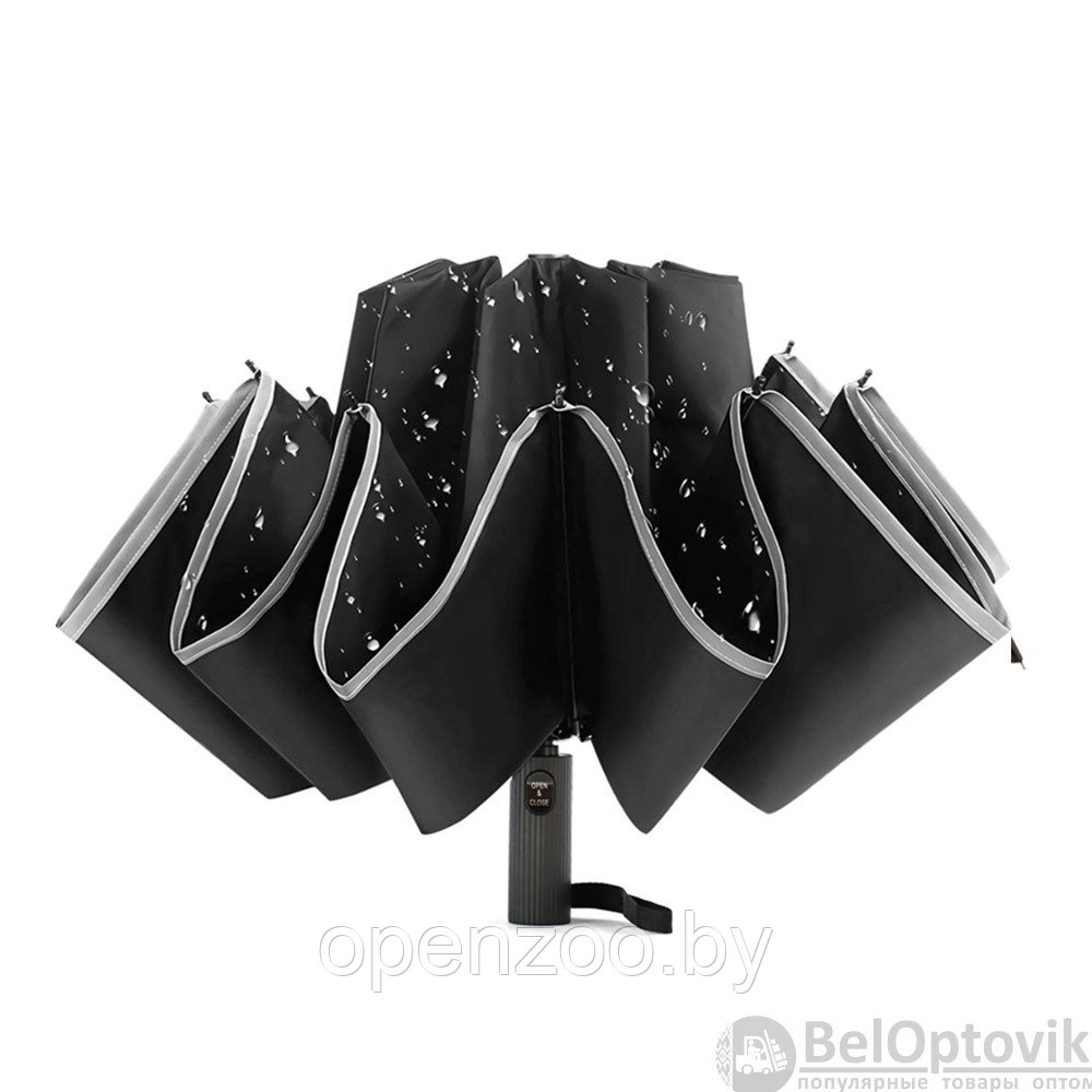 Автоматический противоштормовой складной зонт - наоборот Flash reverse Черный - фото 2 - id-p185196220